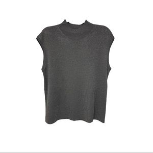 𝅺COLDWATER Creek XL Top Funnel Neck Sleeveless Silk/Poly Sparkly Gray